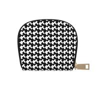 KKLWEGU Cartera negra con diseño de pata de gallo para tarjetas de crédito, cartera de cuero con cremallera para mujeres y señoras, funda para tarjetas de bloqueo RFID, monedero pequeño, cartera de