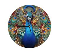 KKLWEGU Elegante reloj de pared de pavo real de 10 pulgadas, silencioso, moderno, funciona con pilas, reloj de mesa decorativo para sala de estar, baño, dormitorio, cocina, decoración de pared de