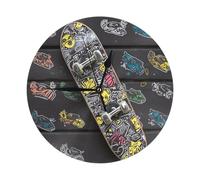 KKLWEGU Reloj de pared con diseño de graffiti de monopatín, de 10 pulgadas, silencioso, moderno, funciona con pilas, reloj de mesa decorativo para sala de estar, baño, dormitorio, cocina, oficina