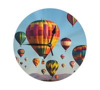 KKLWEGU Reloj de pared con globos de aire caliente de 10 pulgadas, silencioso, sin tictac, moderno, funciona con pilas, reloj de mesa decorativo para sala de estar, baño, dormitorio, cocina