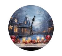 KKLWEGU Reloj de pared de ambiente navideño de 10 pulgadas, silencioso, sin tictac, moderno, funciona con pilas, reloj de mesa decorativo para sala de estar, baño, dormitorio, cocina, decoración de