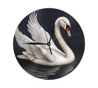 KKLWEGU Reloj de pared de cisne blanco de 10 pulgadas, silencioso, moderno, funciona con pilas, reloj de mesa decorativo para sala de estar, baño, dormitorio, cocina, decoración de pared de oficina