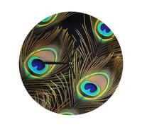 KKLWEGU Reloj de pared de plumas de pavo real de 10 pulgadas, silencioso, moderno, funciona con pilas, reloj de mesa decorativo para sala de estar, baño, dormitorio, cocina, decoración de pared de