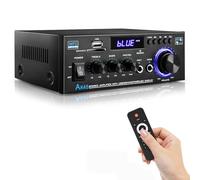KKMOL - Amplificador Hifi estéreo, AK45 Mini Bluetooth Radio Amplificador de Audio Receptor, Wiimp Amp, 12 V/220 V, 400 W, 2 canales, amplificador digital de sonido con USB, tarjeta SD, mando a