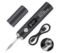 KKMOL Juego de soldador con batería, soldador recargable por USB, con LCD y modo de iluminación, 5 temperaturas ajustables 260 ℃-450 ℃, soldador completo profesional seguro - negro