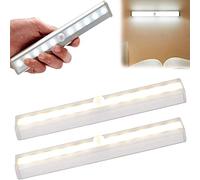 KKNE Luz con Ensor de Movimiento, 2 PCS Sensor de Movimiento, Luz a Pilas, 1 Watt 30 Lumens Sensor de Movimiento Inalámbrico, Luz Nocturna con Sensor para Escaleras, Dormitorio, Baño, Pasillo