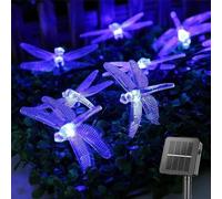 KKNERVEQ Guirnalda de luces solares para jardín al aire libre, 20 pies, 30 LED, funciona con energía solar, libélula, luces de jardín para boda, fiesta, patio, hogar, decoración de árbol de Navidad
