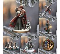 KKNSYW Outlander Christmas Ornaments, Outlander Ornaments for Christmas Tree, 2024 New Christmas Tree Ornaments, Handmade Christmas Ornament, Outlander Decor Family Collage Holiday X-Mas(6pcs)