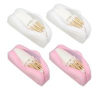 KKONHII 4 fundas de viaje redondas de algodón para hisopos portátiles, organizador de accesorios para el cabello, caja de almacenamiento de Qtips, soporte para hilo dental, organizador de monedero