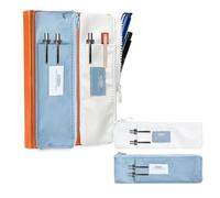 KKONHII Portalápices para cuaderno, 2 estuches pequeños para bolígrafos con cremallera y banda elástica ajustable, doble almacenamiento, delgado, para bolígrafos, oficina, hogar, suministros de