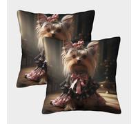 KKPBHTYVG Yorkshire Terrier Funda De Cojín Cuadrada Suave DecoRatónivo 2 Fundas Funda De Almohada Almohadas Fundas para Salón Dormitorio con Cierre De Cremallera Oculta Fundas Cojin 50x50cm