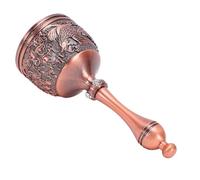 KKPLZZ Campana de Mano, Campana de Aleación de Zinc de Bronce Rojo Vintage con Sonido Claro y Fuerte y Ergonómico para la Escuela, el Aula, la Boda, la Decoración del Hogar,