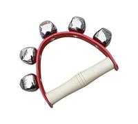 KKPLZZ Campana de Trineo de Mano, 5 Campanas, Metal, de Madera (Roja) | Construcción de Metal, Empuñadura de Madera, Educación Infantil, Coro y Actividades Escolares, Percusión Manual