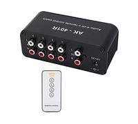 KKPLZZ Divisor Selector de Interruptor de Audio 4 en 1 con Control Remoto y Memoria de Apagado, para Múltiples Dispositivos de Entrada Estéreo y Fuente de Alimentación de 12 V