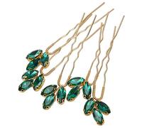 KKPLZZ Horquillas para el Pelo con Diamantes de Imitación, Joyería para el Pelo de Boda Hecha a Mano con Diamantes de Imitación Verdes Brillantes para Novias y Damas de, 5 P