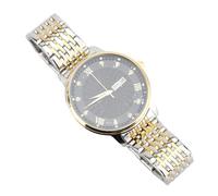KKPLZZ Reloj de cuarzo para hombre, elegante, resistente al agua, con fecha, para empresas, Cara negra con borde dorado