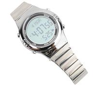 KKPLZZ Reloj electrónico multifunción para hombre, resistente al agua, para deportes al aire libre, pantalla digital LED, reloj de acero inoxidable para hombre, plata, Pulsera
