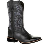 KKPW Botas vaqueras anchas clásicas vintage de media pantorrilla, botas occidentales bordadas, punta puntiaguda, tacón de bloque sin cordones (talla 48EU, color: negro)