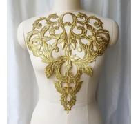 KKRANG Aplique de Flores Brillantes con Lentejuelas Bordadas en Oro, Parche para Coser o Planchar para Collar, para Boda, Vestido de Novia, Vestido de Fiesta, Manualidades para decoración de Ropa