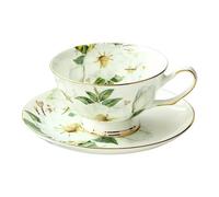 KKRANG Juego de Tazas de té de Porcelana Fina de 220 ml con platillo, diseño de Camelia, Taza de café de cerámica, Tazas de café expreso, Taza y platillo