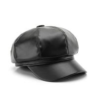 kkrrammii Sombreros Newsboy para mujer, sombrero de cuero para mujer, sombreros de moda de periódico, gorra de cabbie de piel sintética, sombrero de panadero vintage, gorra de violinista de cuero