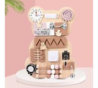 KKTECT Tablero Ocupado Montessori Tablero de Juego sensorial con Llaves, Cerradura, pestillos, Reloj Tableros de Actividad sensorial de Madera Hechos a Mano Juguete del Juego del Cerebro Regalo