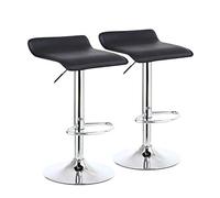 KKTONER 2 x Taburetes de Bar Taburete Cocina Silla de Comedor Piel Sintética Negro