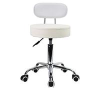 KKTONER - Sillón Giratorio, Taburete con Respaldo Regulable en Altura, Taburete Giratorio, Color Blanco