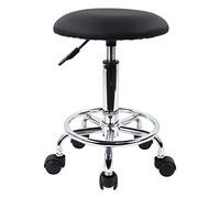 KKTONER Taburete con Ruedas Giratorio Ajustable en Altura Negro