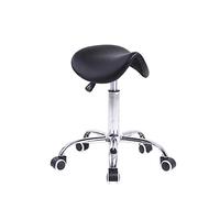 KKTONER Taburete con Ruedas Silla Trabajo Altura Ajustable Giratorio Taburete de Oficina con Asiento de Silla de Montar Negro