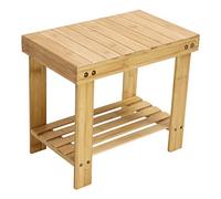 KKTONER Taburete de bambú con Banco de Ducha de Almacenamiento con Estante para baño, Sala de Estar, Dormitorio, Color Natural