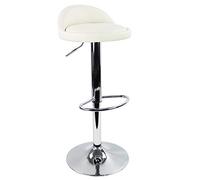 KKTONER Taburete de Bar Redondo Piel sintética con reposapiés de Altura Ajustable Giratorio Color Blanco