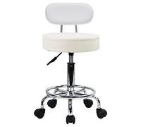 KKTONER Taburete de Bar telesilla Silla giratoria banqueta experimentales heces de Aprendizaje Taburete de Belleza Silla Alta Trasera Regulable en Altura con Ruedas Blanco