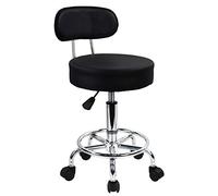 KKTONER Taburete de Bar telesilla Silla giratoria banqueta experimentales heces de Aprendizaje Taburete de Belleza Silla Alta Trasera Regulable en Altura con Ruedas (Negro)