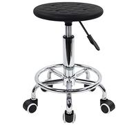 KKTONER Taburete de Laboratorio Taburete rodante de Espuma de PU con reposapiés Ajuste de Altura Giratorio Laboratorio SPA Salón Tatuaje Color Negro