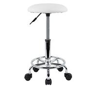 KKTONER Taburete Giratorio Taburete Barbero Altura Ajustable Giratorio De Cuero De PU del Balanceo Taburete con Reposapiés