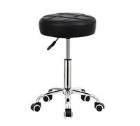 KKTONER Taburete Giratorio Taburete de Bar Taburete de Trabajo Regulable en Altura 51-67cm Giratorio de imitación de Cuero Negro