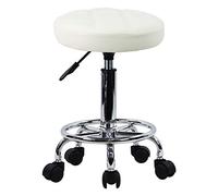 KKTONER Taburete Giratorio Taburete de Trabajo Taburete de Bar Regulable en Altura 49-64cm Giratorio Blanco
