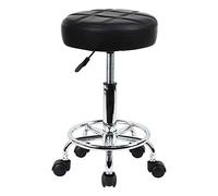 KKTONER Taburete Giratorio Taburete de Trabajo Taburete de Bar Regulable en Altura 49-64cm Giratorio Negro