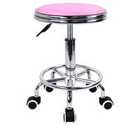 KKTONER Taburete rodante Regulable en Altura, Taburete Giratorio con reposapiés, Estilo Metal Industrial Moderno, de Cuero PU Negro (Pink)