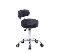 KKTONER Taburete rodante Taburete Giratorio Taburete de Trabajo Regulable en Altura con Respaldo Negro
