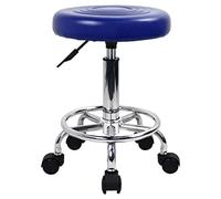 KKTONER Taburete Roll Taburete de Trabajo con reposapiés, Regulable en Altura 49-64 cm de Cuero PU Azul