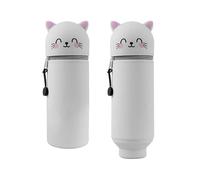 KKTONGXI Estuche Escolar Kawaii 2 en 1 de Silicona Blanda, Bonito Tema de Panda de Silicona, Estuche Escolar Vertical con Cremallera, Regalo de cumpleaños y Navidad para niños y niñas