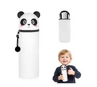 KKTONGXI Estuche Escolar Kawaii 2 en 1 de Silicona Blanda, Bonito Tema de Panda de Silicona, Estuche Escolar Vertical con Cremallera, Regalo de cumpleaños y Navidad para niños y niñas