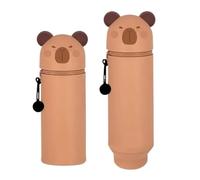 KKTONGXI Estuche Escolar Kawaii 2 en 1 de Silicona Blanda, Bonito Tema de Panda de Silicona, Estuche Escolar Vertical con Cremallera, Regalo de cumpleaños y Navidad para niños y niñas
