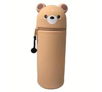 KKTONGXI Estuche Escolar Kawaii 2 en 1 de Silicona Blanda, Bonito Tema de Panda de Silicona, Estuche Escolar Vertical con Cremallera, Regalo de cumpleaños y Navidad para niños y niñas