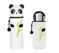 KKTONGXI Estuche Escolar Kawaii 2 en 1 de Silicona Blanda, Bonito Tema de Panda de Silicona, Estuche Escolar Vertical con Cremallera, Regalo de cumpleaños y Navidad para niños y niñas
