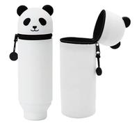 KKTONGXI Estuche Escolar Kawaii 2 en 1 de Silicona Blanda, Bonito Tema de Panda de Silicona, Estuche Escolar Vertical con Cremallera, Regalo de cumpleaños y Navidad para niños y niñas