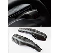 KKTR-CAR Cubierta de palanca de dirección de fibra de carbono real, 2 fundas de palanca de cambios compatibles con Tesla Model 3/Y (fibra de carbono mate)