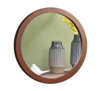 KKTX Espejo de Pared φ 40 cm con Marco, Moderno Colgante Redondo para el Pasillo de la Sala de Estar del Dormitorio del baño, aderezo de Maquillaje montado en la Pared, Hecho de Madera